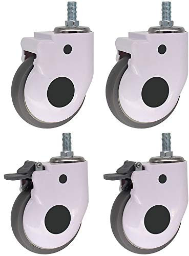 YJDQJL 4 Rotelle/Rotelle con Stelo Filettato, Rotelle Girevoli Silenziose 3/4 / 5inTPR / Rotelle con Freno, per Apparecchiature Mediche, Carrelli/C / 100 millimetri
