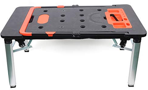 Meister - Banco da lavoro universale pieghevole, tavolo da lavoro portatile, altezza regolabile, con pratica maniglia per il trasporto, multifunzione