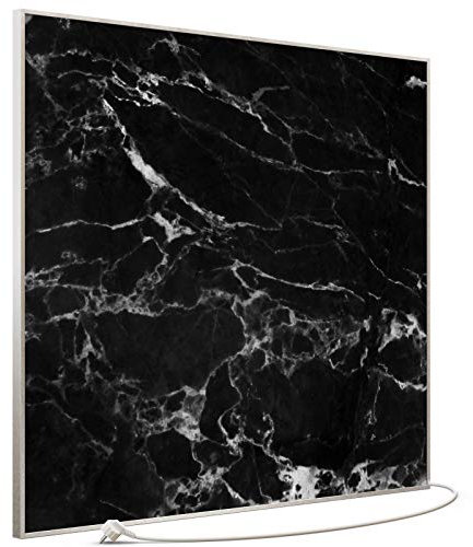 STEINFELD Bild Infrarotheizung | Deutscher Hersteller | Marmor 350-1200 Watt Rahmen silber (1200 Watt, 069 Marmor Schwarz)