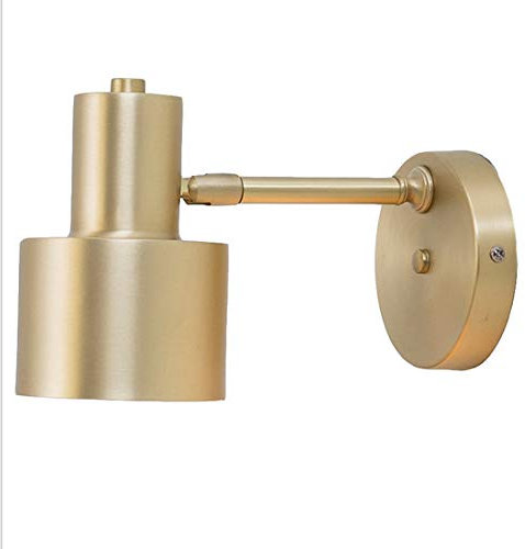 LED E27 Wandleuchte Messing Mini Schlafzimmer Lampe, Verstellbar Design Modern Flurlampe, Vintage Wandspots 5W Warmes Licht, Wandlampe für Badezimmer Wohnzimmer Büro Küchen Korridor Treppen, Ø10cm