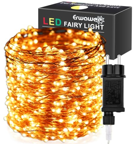 Guirnaldas luminosas,100m 1000 LED Cadena de Luces Alambre de cobre con 8 Modo de Iluminación,Exterior Impermeable para Navidad Decoración Interior e Exterior,Árbol,Fiestas,Jardín,Blanco cálido