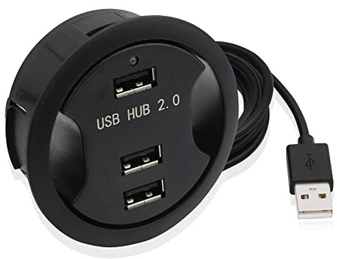 PNGKNYOCN Œillet de bureau USB à 3 ports USB 2.0 - Trou de montage de 60 mm - Organiseur de câbles pour PC