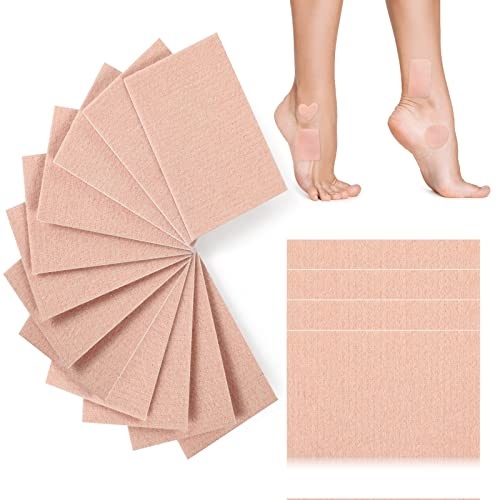 12 Pcs Moleskin Tape Blister Plasters for Foot 7.5 x 5 cm Flannel Adhesive Pads Moleskin Blister Prevention Cushions and Pads for Heel, Toe, Pain Relief