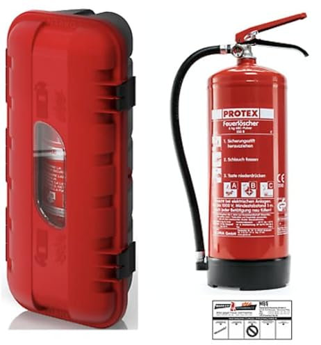 Feuerlöscher Box rot/schwarz inkl. 6kg Feuerlöscher ABC Pulver LKW/KFZ ADR