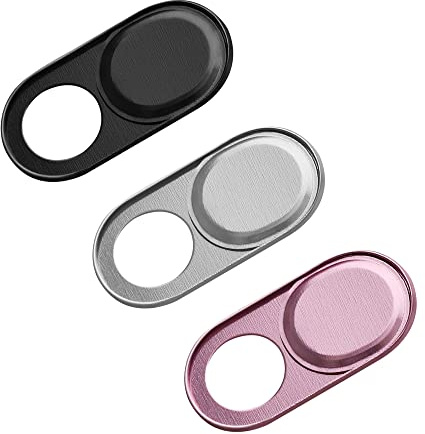 kwmobile Set 3X Webcam Cover Compatibile con Camera Cover - Copri Telecamera PC Tablet Notebook - Copertura Webcam Nero/Argento/Oro Rosa