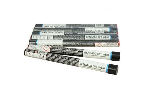 Funke Bengalfackel Handfackel Bengalo Bengalfeuer Titan-Funken Vulkan Lanzenlicht Fontäne Feuerwerk 60 Sekunden (5 Fackeln, Weiss)