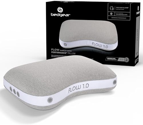 Bedgear Flow Cuddle Curve Pillow - Size 1.0 - Breathable Side Sleeper Pillow - Hybrid Design Bed Pillow - Hypoallergenic and Removable Cover - 20 W x 26 L x 5.25 H