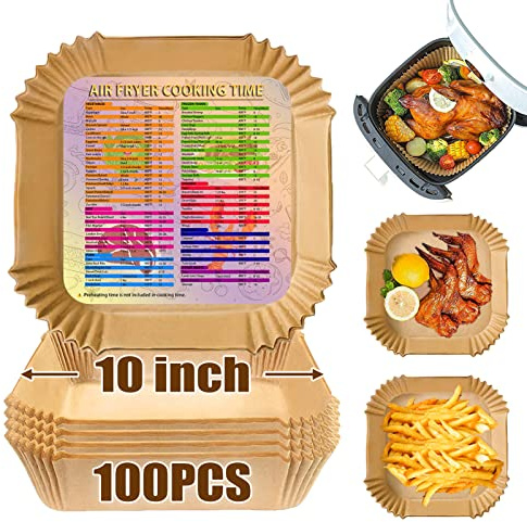 Air Fryer Liners for Ninja 4.7L, Ninja 6.2L Airfryer Liners Disposable 10 Inch Large Air Fryer Parchment Paper Liners for Philips 6.2L, Air Fryer Disposable Paper Liners Oil-Proof Waterproof