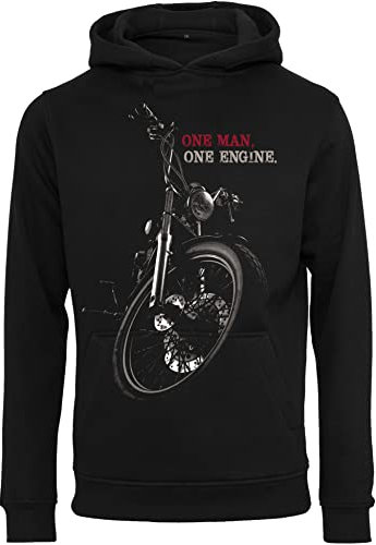 Baddery Biker Hoodie för män – tröjor för män – present motorcyklister – motorcykelkläder set tillbehör, chopper one man one engine, L