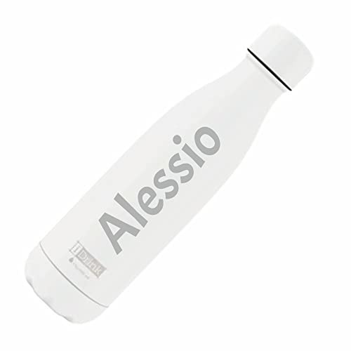 Borraccia Termica I-drink Personalizzata Colorata in Acciaio Inox personalizzabile da 500 ml, Isolata a tenuta stagna per Sport, Bambino, Bambina | 24h freddo & 12h caldo (Bianco)