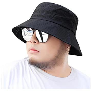 COTCLO Fischerhut Sommer atmungsaktiv und cool dünn groß Fischerhut Herren große Größe ausgehöhlter Fischerhut Schwarz, 58-63 cm
