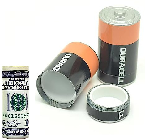 Fake D Battery Safe - (2 Pack) Realistic Looking Batteries for Hiding Money Jewelry Cash Small Valuables | Hidden Stash Secret Storage Safe Vault Diversion Safes Hide Stuff Container (Brand Name)