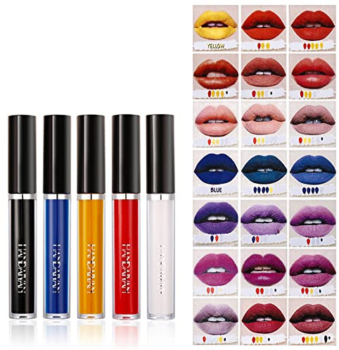 Pintalabios Mate Líquido - Set de 5 Piezas DIY, Labiales Permanentes, Brillo Hidratante, Lápiz de Labios - Regalo para Mujeres, San Valentín, Cumpleaños
