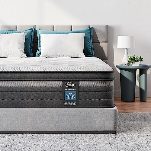 TeQsli Individually Pocket Sprung Single Mattress 3FT with Soft Fabric, 10 Inch Hybrid Mattress Single for Pressure & Back Pain Relief, Medium Firm Mattress in a Box-90x190x25cm