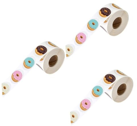 VILLCASE 3rollen Donuts Design Selbstklebende Aufkleber Für Backverpackungen Für Partys Und Für Dekorationen Und Etikettierungen