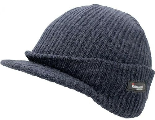 Thinsulate Peaked Knitted Beanie Hat Winter Hat Stretch Knit Work Causal Outdoors Fleece Lined One Size (UK, Alpha, One Size, Blue)