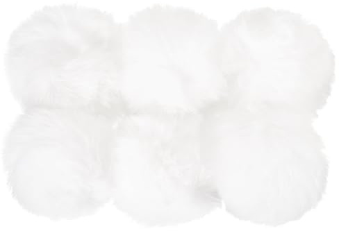 PATIKIL Kunstpelz Pompons für Hüte, 6 Stück flauschige weiche Pelzbälle für Schlüsselanhänger, Strickmützen, DIY-Schals, Handschuhe, Taschen, Weihnachten, Weiß