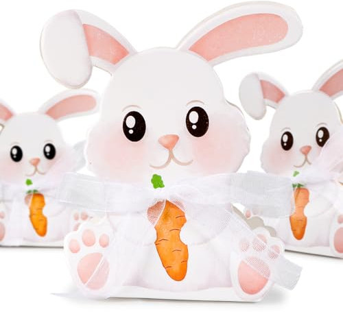 50Pz Scatoline Regalo Pasqua Bomboniere Scatola Regalo Coniglio Sacchetti Regalo Pasqua Portaconfetti Confezioni per Confetti Biscotti Cioccolati Dolcetti Decorazioni Pasquali
