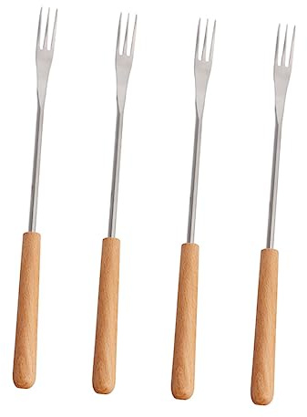 Alipis Fourchettes à Fondue Inoxydable Poignée en Bois, 4 Pièces, Finition Soignée, pour Chocolat DIY et Barbecue Fromage