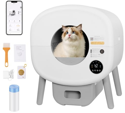 Opetdo Lettiera Gatto Autopulente, Capacità Massima 76L+13L,Lettiera Automatica per Gatti Intelligente,Sicurezza,Controllo App Cassetta per Gatti Abilitata WiFi, Pulizia Facile