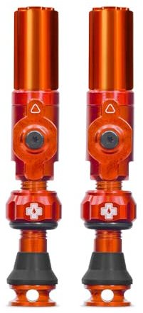 Muc-Off Big Bore Hybrid Tubeless Valves, Orange, 35mm | Maximum Air Flow CNC Aluminium Valve System, Coreless Design for Presta Rims, Fast Inflation and Sealant Fill