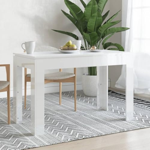 AIJUUKJP Table de salle à manger en bois laqué blanc brillant 120 x 60 x 76 cm