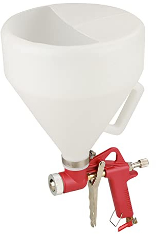 Trichterpistole Druckluft, 6 L Spritzpistole Putzlackierpistole Lackierpistole Luftspritzpistole Farbspritzpistole mit 3 Düsen für Decken- und Wandstruktur Trockenbau Putz Gips