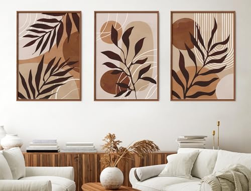 Premium Poster Set | 3er Set 50x70 | Kunstdruck Wandbilder Poster Bilderwand Collage Bild Wanddeko Boho Abstrakt Modern Deko Beige Braun | Wohnzimmer Schlafzimmer Büro Küche | ohne Rahmen (50 x 70 cm)