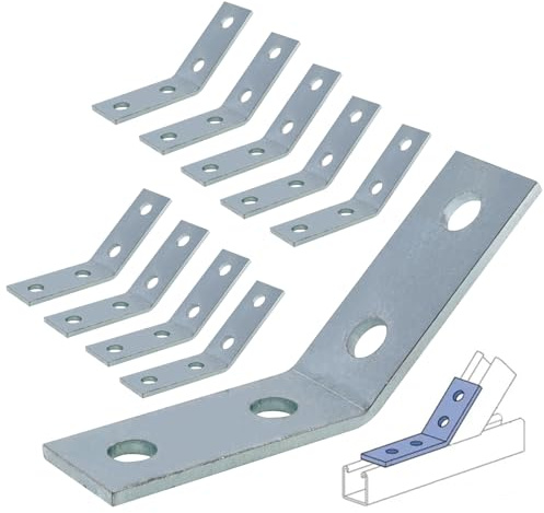 CNQLIS 10 Pcs 45 Degree Angle Bracket Fitting for 1-5/8 Strut Channel, 4 Hole Corner Brace Connector, 3/16 ThickThick