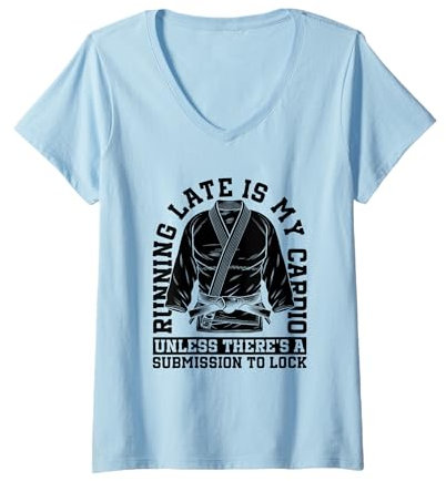 Damen Brazilian Jiu Jitsu Gi Grappling Bodenkampf - Bjj T-Shirt mit V-Ausschnitt