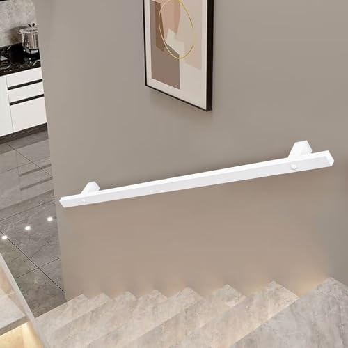 Pasamanos de escalera moderna, barandilla de escalera de tubo cuadrado de metal blanco para interior y exterior, barra de soporte para riel de pie de balaustrada de pared de 30 cm a 600 cm(300cm)