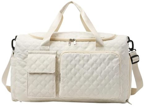 Women's Sports Tote Bag, Overnight Travel Duffel, Widened Shoulder Strap, Large Capacity Design, Net & Dry Separation, Perfect for Towels, Clothes, Luggage Accessories, beige, Se référer au descriptif