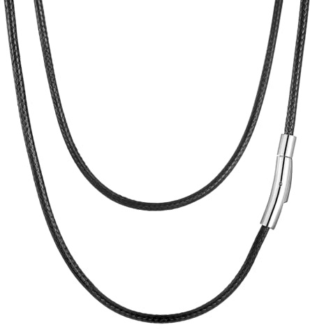 AFSTALR Herrhalsband i läder med lås 2 mm/3 mm vattentät flätad ersättningskedja för hänge herrsmycken svart/brun flätad 16/18/20/22/24/26/28/30 tum, Fuskläder