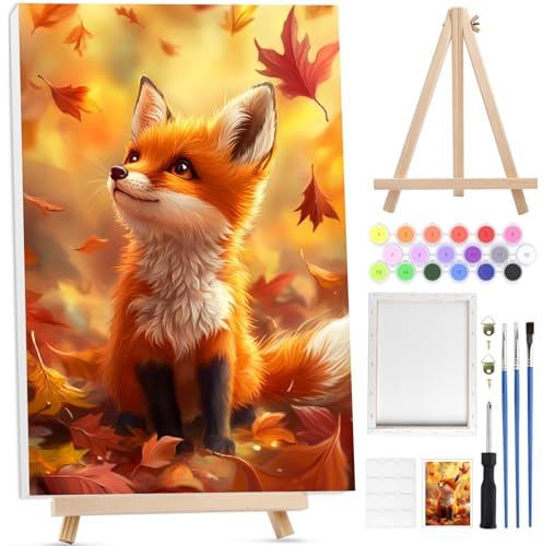 Bowetile Hösträv inramad måla efter siffror för vuxna, havsmålning efter siffror kit för vuxna, nybörjare, canvas-kit, gör-det-själv akrylpigment ritning målning för heminredning, 20 x 30 cm