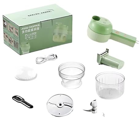 Cortador de verduras eléctrico 5 en 1, portátil, recargable, procesador de alimentos inalámbrico y máquina picadora de pimienta, ajo y carne conveniente