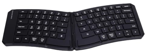 Annadue Foldable Keyboard, Ergonomic V Shape Split Portable Folding Keyboard, Wireless Bluetooth Foldable Key Board with PU Leather Cover for Phone Laptop Tablet