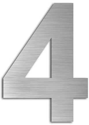 5in hausnummern edelstahl aus SUS304 Matte brushed finish Selbstklebende(4) | Silber Höhe 12,5 cm Wetterfest Außen für Tür Briefkasten