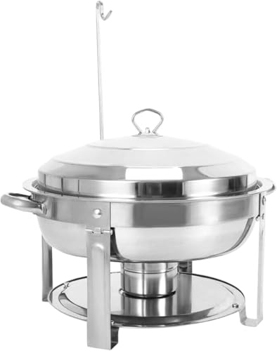 WJYTDHIQS Acciaio Inossidabile Rotondo Buffet Chafing Piatto Vetro, Chafing Dish Buffet Set 4.5 L[Robust und hochwertig], per Servire per Catering Ristoranti Feste Matrimoni