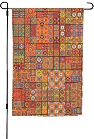 Groupe de drapeaux de jardin marocains à imprimé géométrique 30,5 x 45,7 cm, toutes saisons, décoration de cour extérieure pour patios
