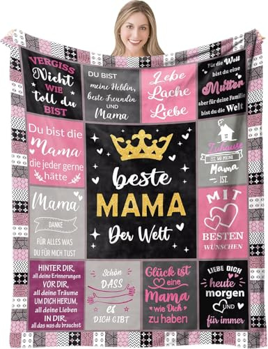 ARRITS Kuscheldecke Geschenke für Mama von Tochter Sohn | Muttertagsgeschenk Personalisiert Decke An Meine Mutter zum Geburtstag Weihnachten, Flanelldecke Wohndecke Sofadecke