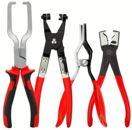 Fangxuee Set di Utensili per Fascette Stringitubo - 4 Pezzi: Pinze per Tubi del Carburante, Set di Pinze per Scollegamento Elettrico, Estrattore Relè