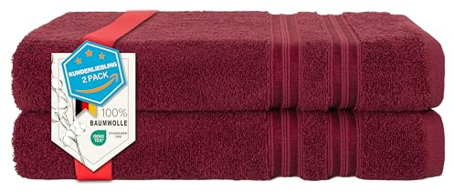 Hammetex Badetücher 2er Set 70x140 cm, Duschtuch, 100% Baumwolle Frottee | OEKO-TEX zertifiziert, weich & saugstark, Frottee, mit Aufhänger, Duschtuch & Saunatuch für Badezimmer & Sauna