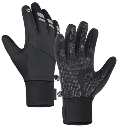 MEETTIKEY Gants d'hiver，Chauds pour Gant Velo et Gant Tactile Homme Femme Antidérapants Résistants à Eau et Coupe-Vent - pour Conduite Course à Pied, Velo, Randonnée (XL)