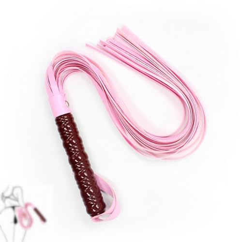Látigo de cuero con flecos para disfraces, fusta ecuestre-ESB4 (Rosa)