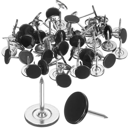 QUARKZMAN Polsternägel 11mm x 15mm Flachkopf-Dekonägel Schwarz 100 Stück | Dekorative Pinnwandnadeln Für Polstermöbel Sofas Kopfteile