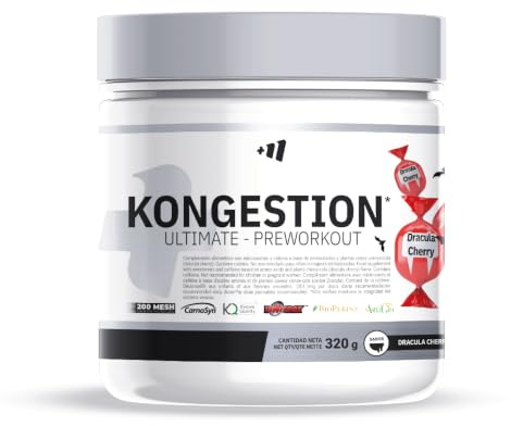 MASmusculo - Kongestion - Pre Entreno - Suplemento en Polvo - 320 g - Preentrenamiento con Creatina, Cafeína, Beta-Alanina y Glutamina - Mejora Rendimiento Físico - Sabor Dracula Cherry