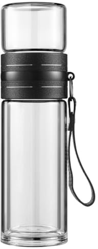 Hipzeepo 450 ML Bouteille D'Infuseur en Verre à Double Mur, Fuite de la Fuite de Voyage de Séparation d'eau Portable Bouteille de Thé