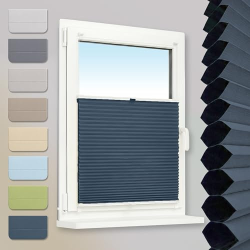 Plisart Wabenplissee Klemmfix ohne Bohren - Anthrazit-Weiß 35x100cm | Verdunkelung, Honeycomb, Thermo Rollo zweifarbig, Faltrollo mit Metallklemmen für Fenster & Tür, Jalousie, Plisseerollo