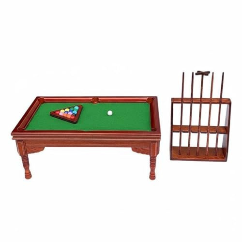 Xgdsnly Dollhouse Miniature Game Billard Table Miniature Table de Billard Meuble de Maison de Poupée Accessoire de Jeu en Bois Finition Bois Classique et