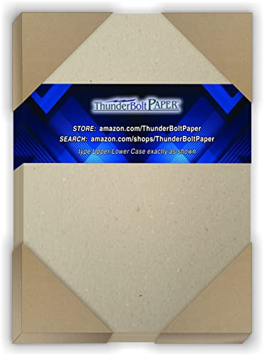 ThunderBolt Paper 25 Sheets Chipboard 46pt (Point) 5.5 X 8.5 Inches Heavy Weight Half Letter Size .046 Caliper Thick Cardboard Craft|Packing Brown Kraft Paper Board